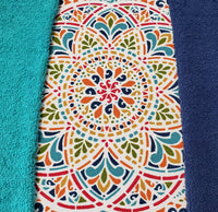 Half Sheet Size Rainbow Mandala Paper Towels // Custom Towel Backing Color