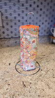 Set of 6 Reusable Paper Towels // Mandala with Coral Backing Color