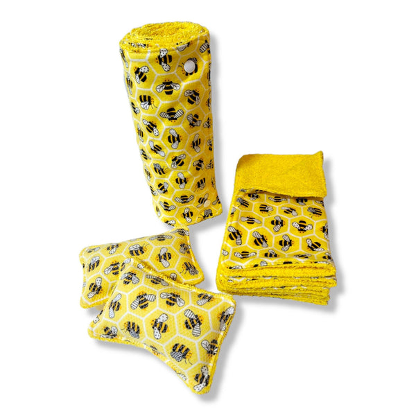 Honey Bees Reusable Paper Towels + Washable Sponges