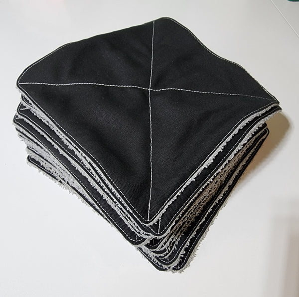 Reusable Black Cloth Napkins // Dinner Napkin 9" Size